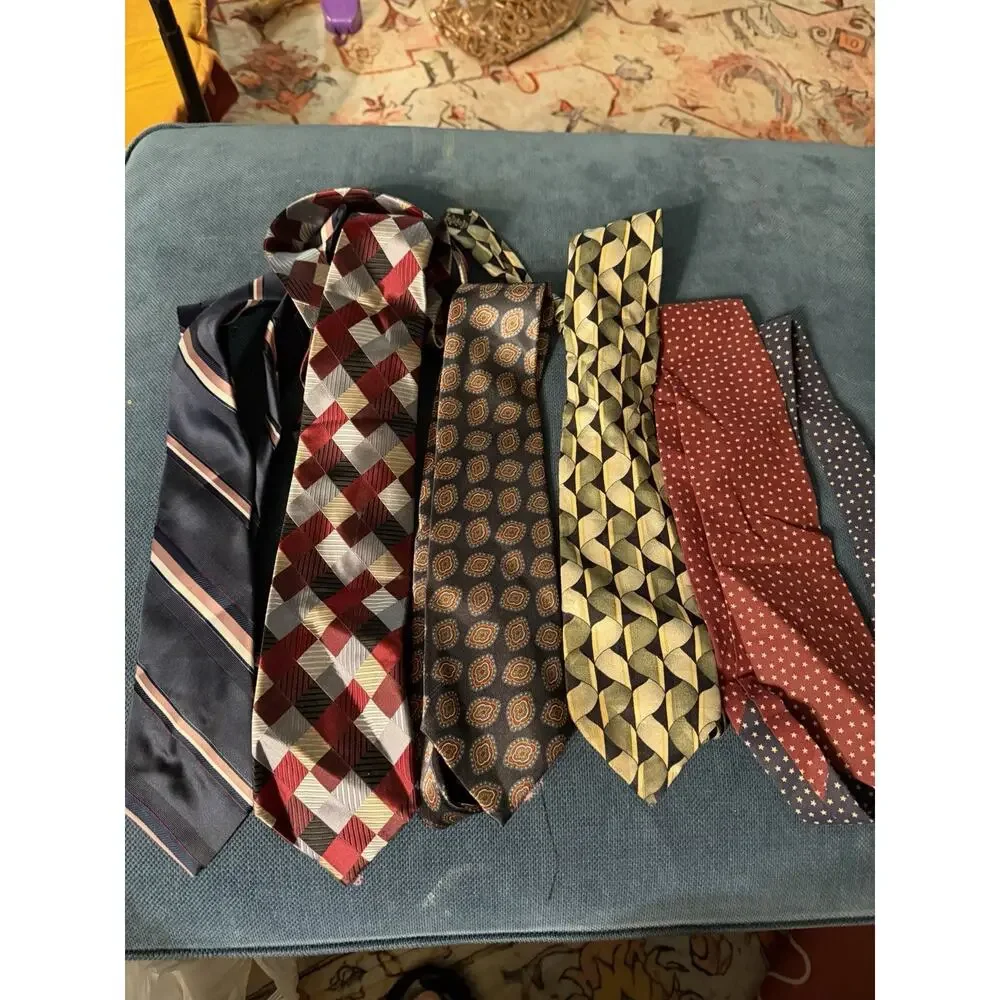 Vintage 60s Thru Y2k Necktie Lot of 60 Silk, Cotton, Fat, Poly, Abstract, Stripe